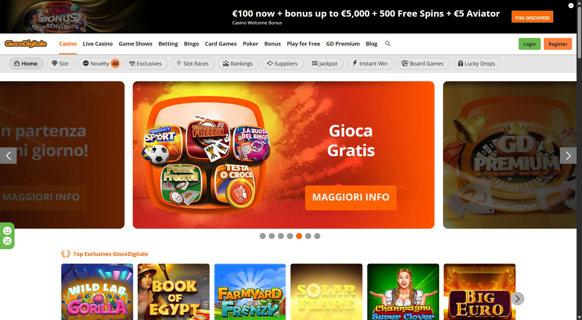 8. Gioco Digitale- Bonus popolare del casinò Jeton